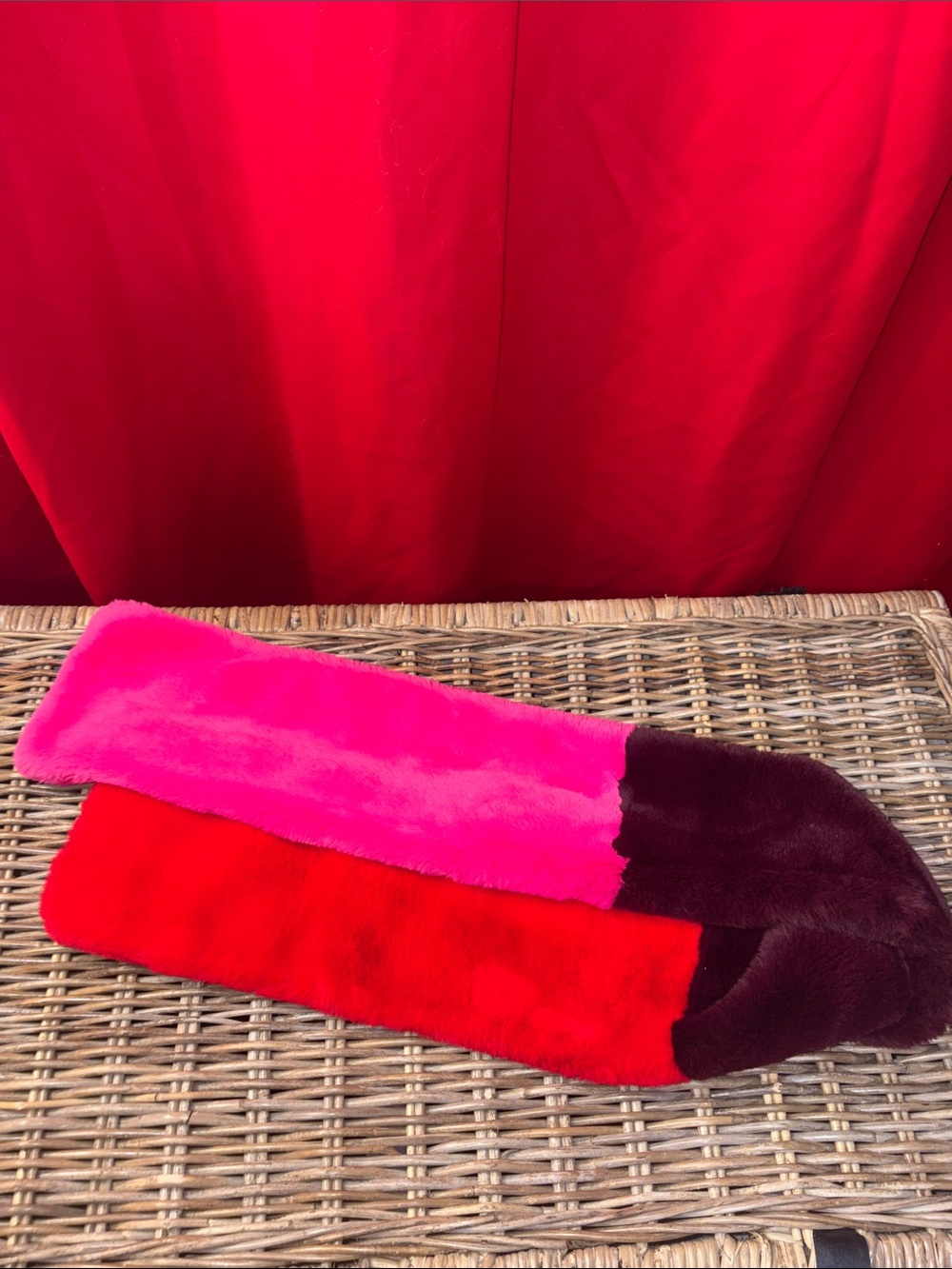 Pink, Red & Burgundy Faux Mink Fur Scarf - Women's Accessory